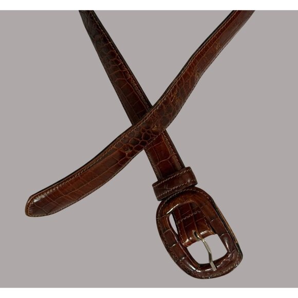 Vintage Brooks Brothers Alligator Embossed Leather Belt Made In USA - Picture 1 of 8